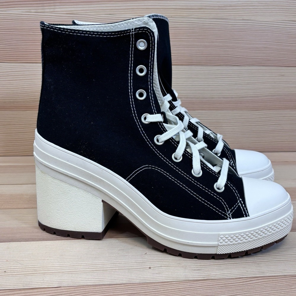 Converse Chuck 70 De Luxe Heel Black  Chunky Platform Shoe Men 10 Women Sz 12